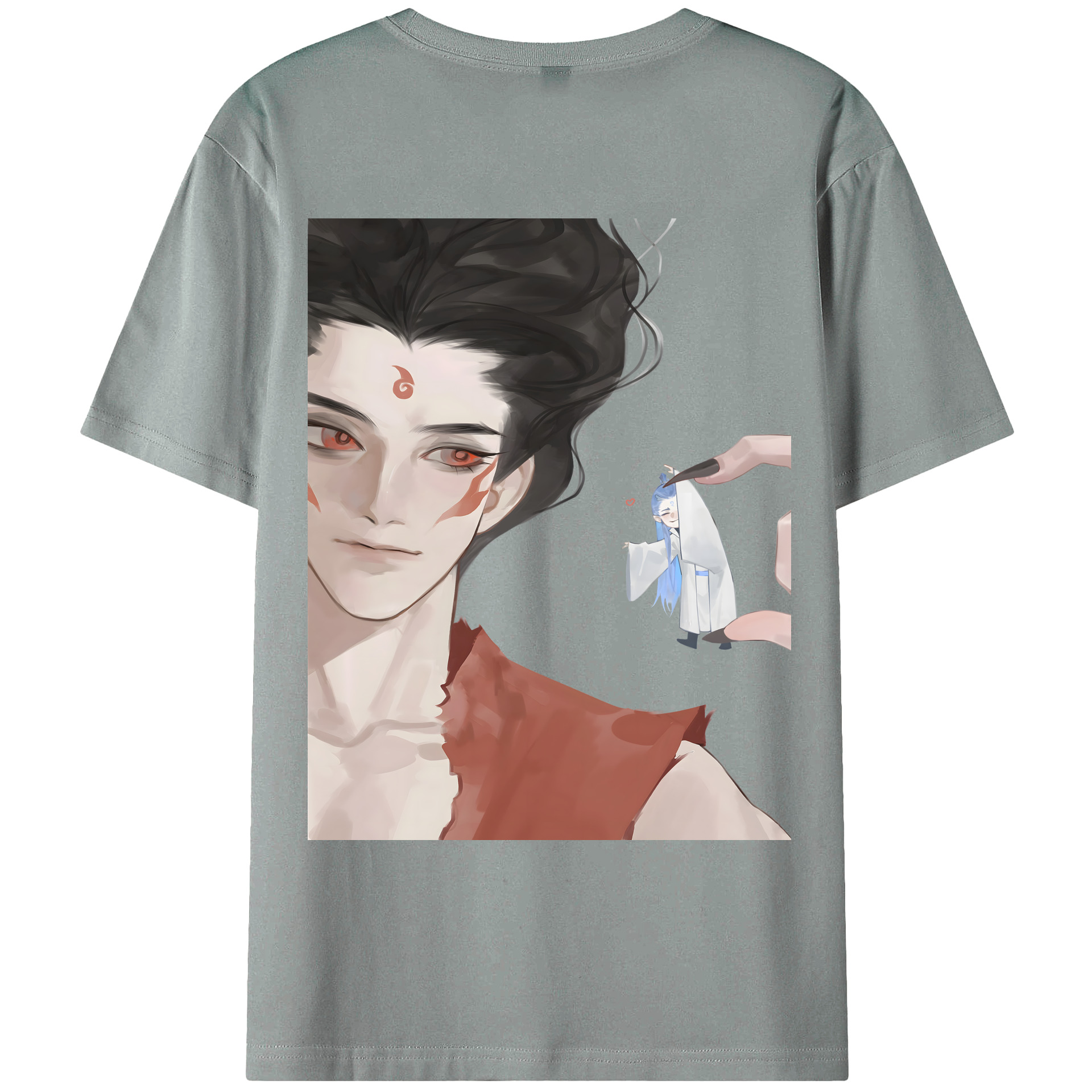 （画像用） Ne Zha 2 ナタ 魔童の大暴れ 綿100％ メンズ半袖Tシャツ（バックプリント） 通気性
